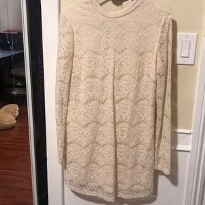 Long sleeve Cream Lace Dress